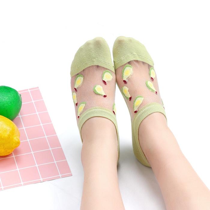 kaus kaki Wanita Cute Ultrathin Transparent Crystal Lace Kaos kaki tre