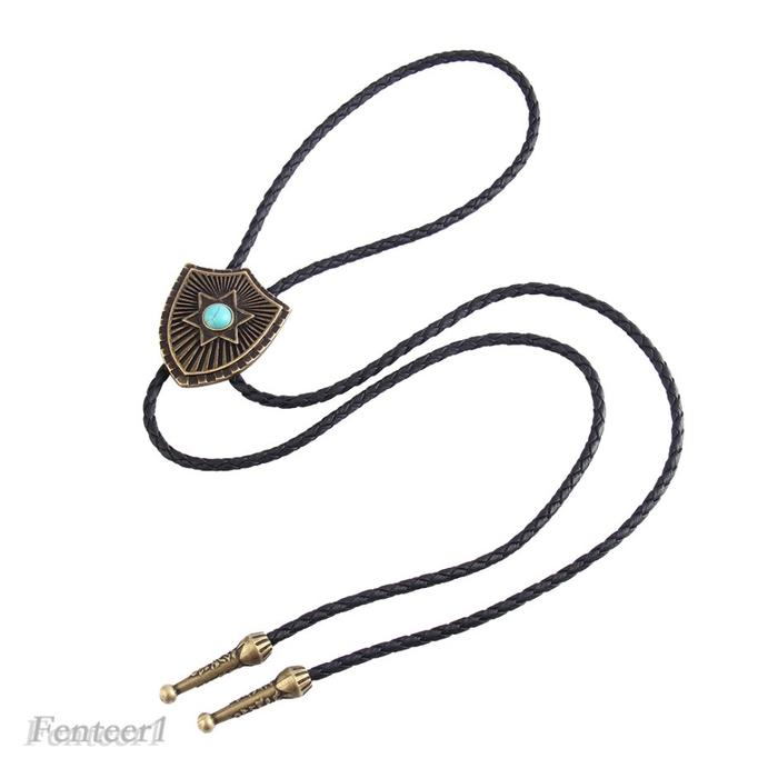 Bolo Tie / Dasi Koboi Kuno Aksen Batu Turquoise Warna Silver /