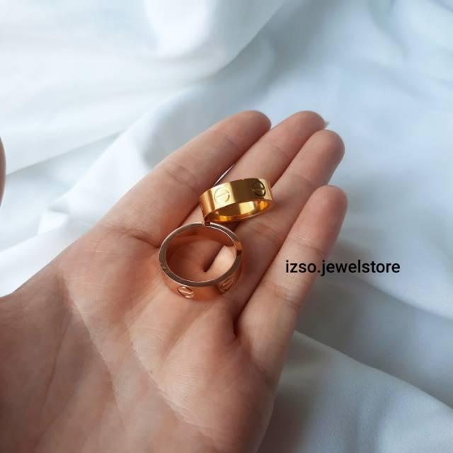 Cincin Ally Titanium Cubic Zirconia Crystal Lebar 4mm 5mm 6mm