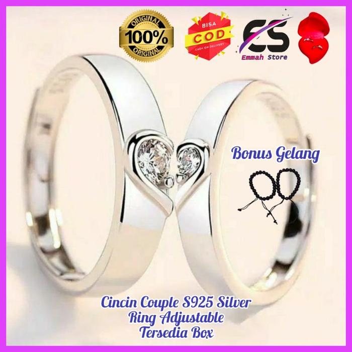 cincin Couple Perak S925 Silver Tunangan Cicin Nikah Pasangan Kawin Se