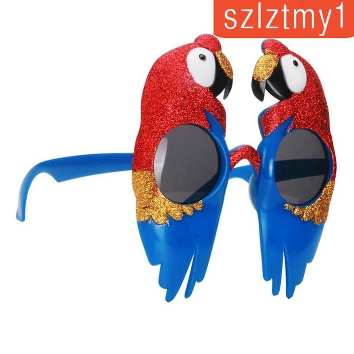 ZO014 Parrot Kacamata Tropis Bentuk Burung Macaw Warna Merah Biru Untu