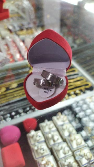 Cincin Silver Nikah Tunangan Emas Putih Titanium