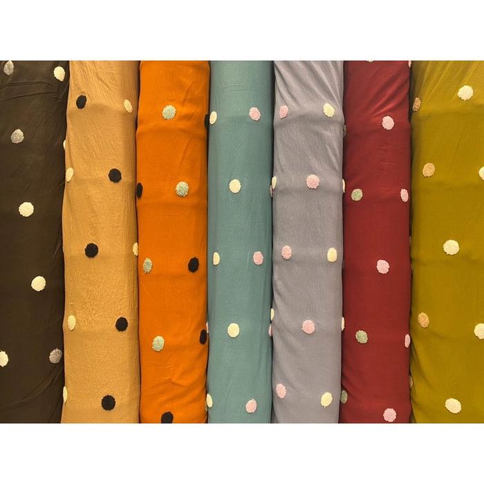 Kain Crinkle Airflow Motif Love Dan Polkadot Two Tone Pom Tone