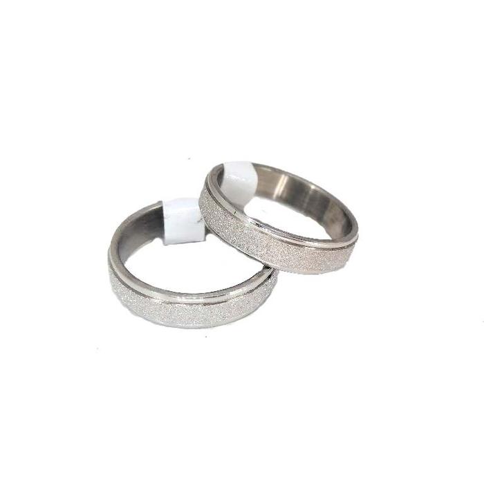 Cincin Couple Titanium Silver Cincin Emas Putih Free Ukir Nama