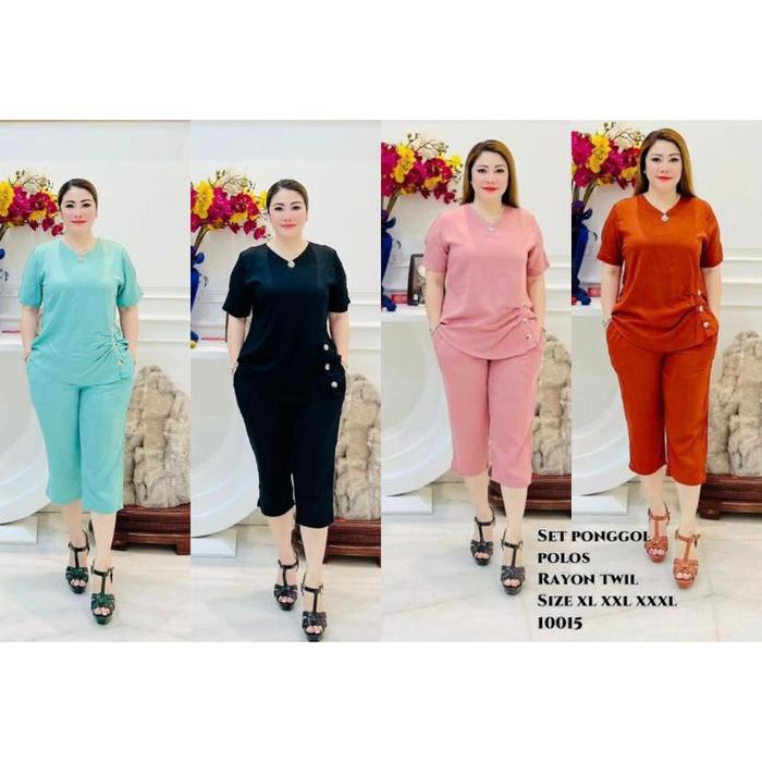 UT767 SETELAN WANITA RAYON TWILL POLOS 7per8 KANCING 10013 PREMIUM