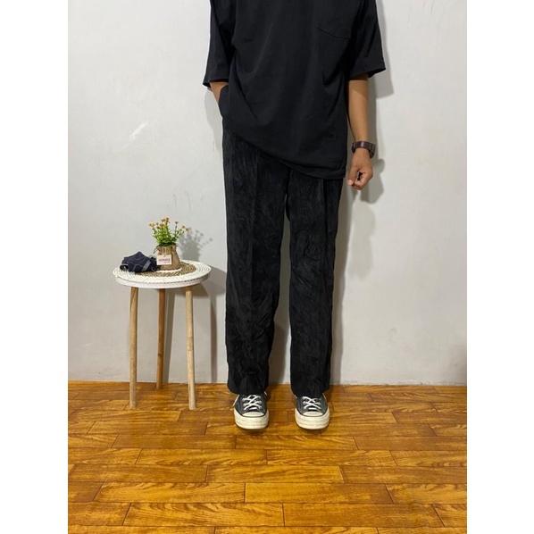 CELANA CORDUROY PRIA (SECOND THRIFT) KULOT LONGGAR OVERSIZE HITAM