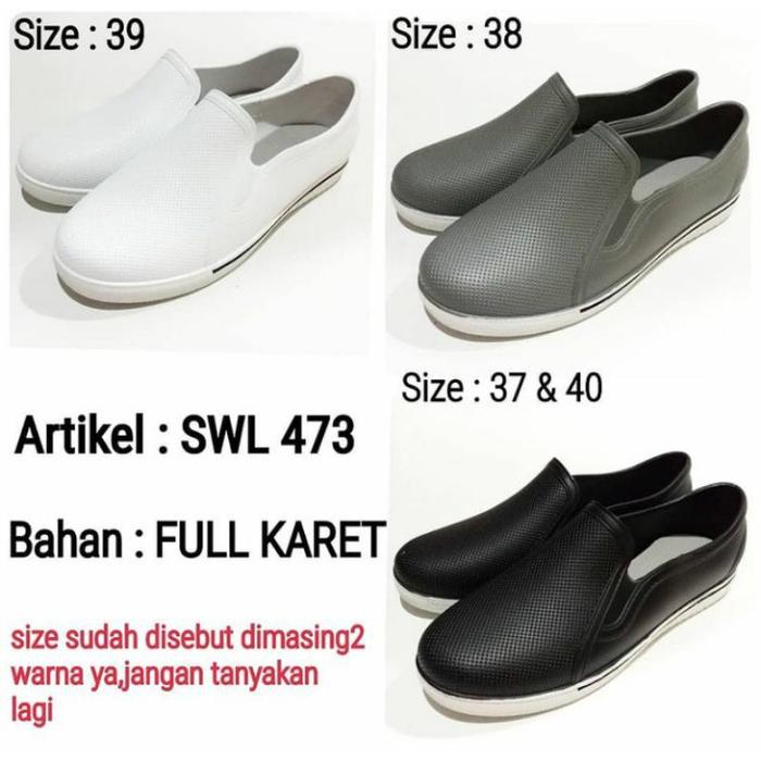 SEPATU SLIP ON ATT KARET SWL 473 UNISEX CEWEK COWOK MURAH ANTI AIR RIN