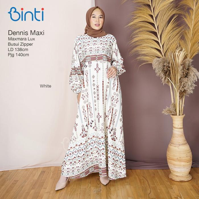 GAMIS JUMBO WANITA LD 138 DENNIS MAXY DRESS MOTIF PRINT BUSUI ZIPPER M