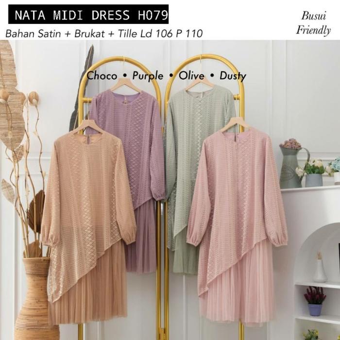 Nata Midi Dress / Tunic Brukat Tile / Top Brukat / Long Tunik / Baju