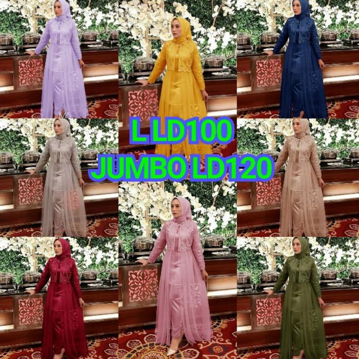 ATTELIER ONE SET TUNIK TILE + CELANA PANJANG BAJU PESTA MUSLIM M-XXL