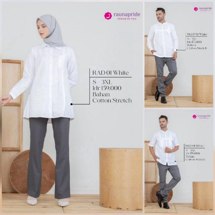 Rauna Couple RAD 01 / Tunik Putih / Koko Dewasa Putih RKD 01/ Koko