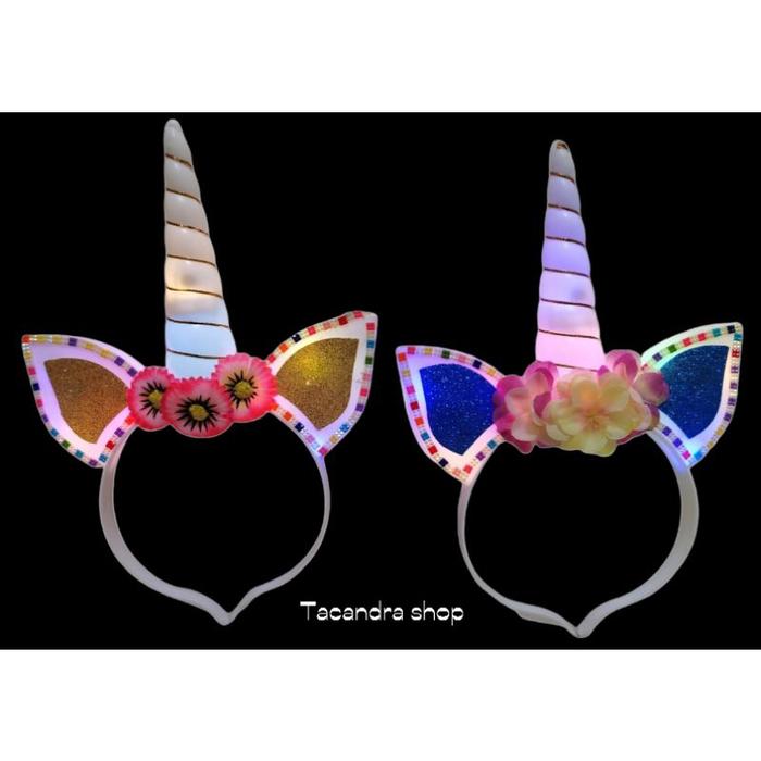 Bando Lampu Led Unicorn / Kuda Poni Bunga / Bando Kelinci Bulu
