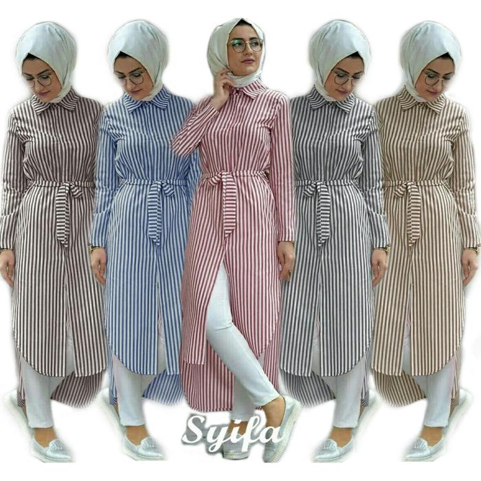 TUNIK REMAJA SYIFA TUNIK SABYAN MOTIF SALUR LENGAN PANJANG WANITA
