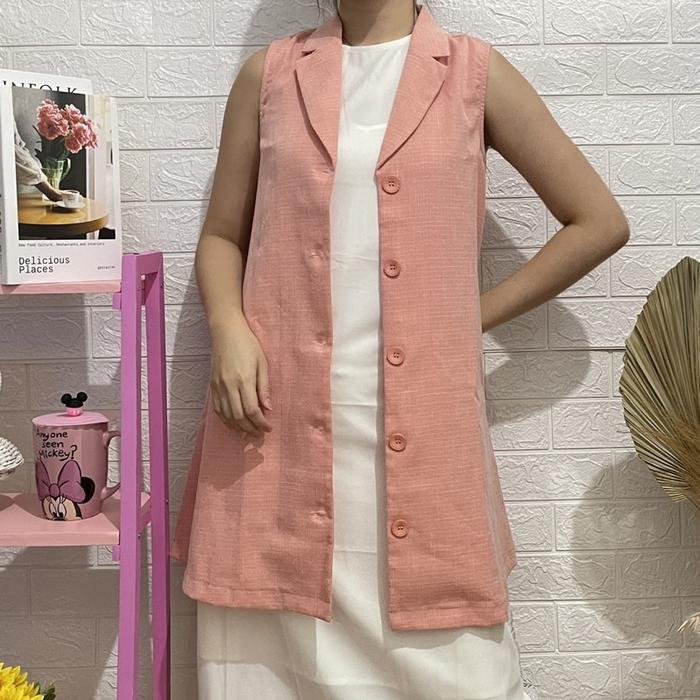 Pomelo Long Vest Pink Peach Outer Blazer Preloved Thrift