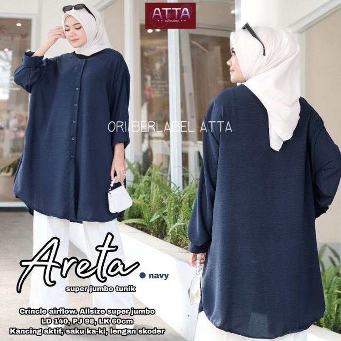 MURAH BANGGETT ARETA SUPER JUMBO TUNIK. ATASAN BIGSIZE LD 140. KEMEJA