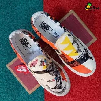 Sepatu Vans Slip On Moma Sepatu Pria Wanita Putih Premium Original
