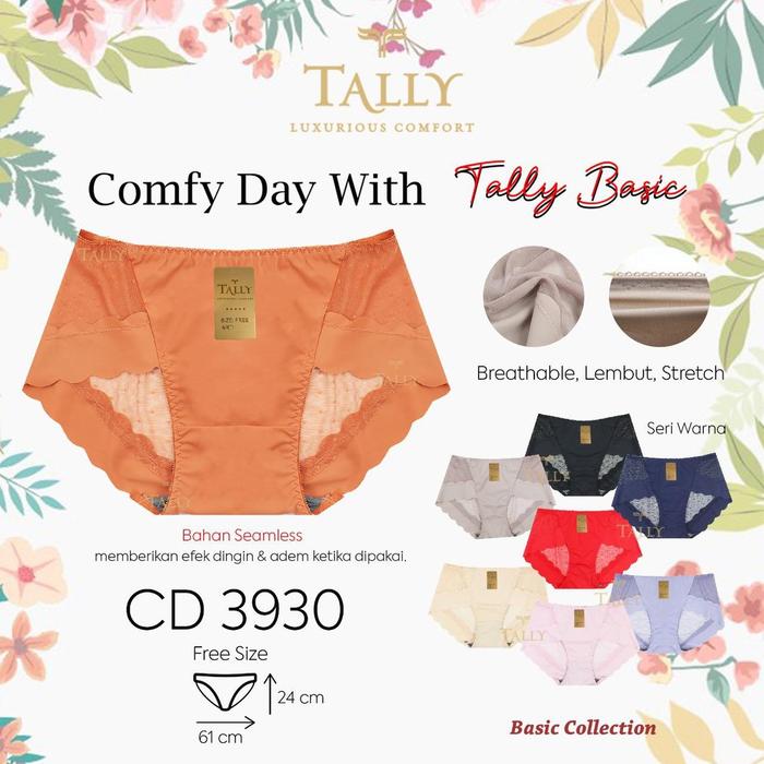 Tally Cd Celana Dalam Seamless Renda 3930 I Free Size Fit Xl Bahan Nyl