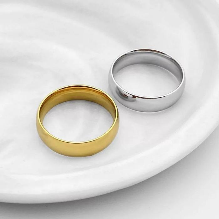 Cincin Titanium Emas Gold Silver Putih Pria Wanita Cowok Cewek Couple