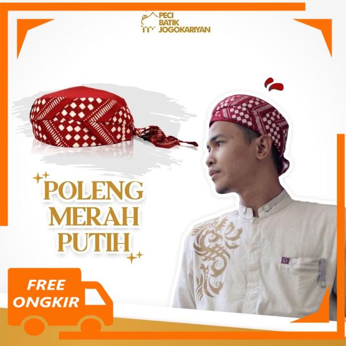 Peci Batik Jogokariyan JOGOKARYAN Motif Poleng Merah Putih KOPEAH