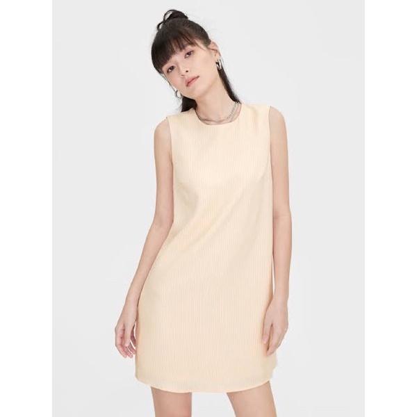 Pomelo Striped Sleeveless Shift Dress Cream Beige Pomelo Preloved