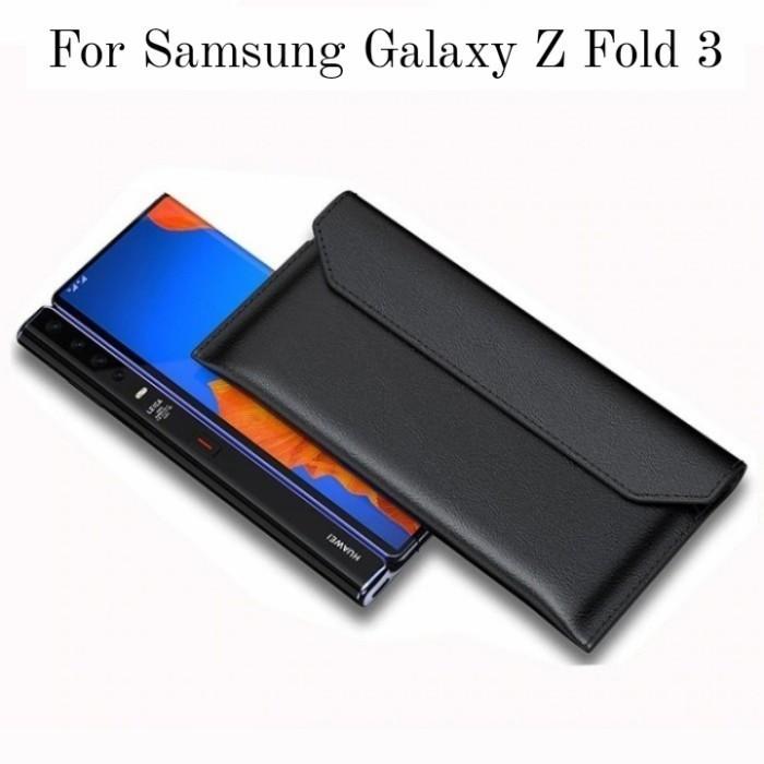 Leather Case For Samsung Galaxy Z Fold 3 Genuine Wallet Dompet Casing