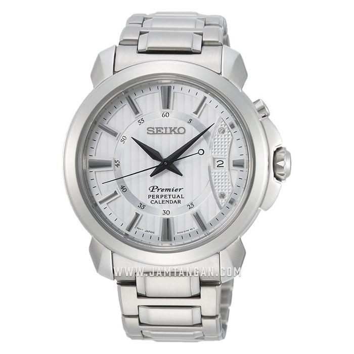 Jam Tangan Pria Seiko Premier Kinetik SNQ155P1 Perpetual Silver Dial