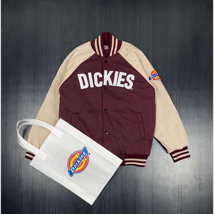 Jaket Baseball Dickies sweater varsity wanita oversize jacket bomber