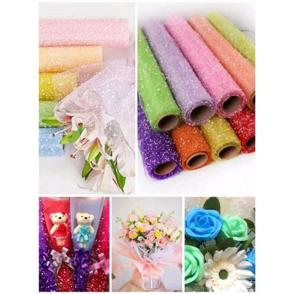 KAIN SALJU BUKET KAIN TILE SALJU KAIN SNOWY FLOWER WRAPPING JALA SALJU