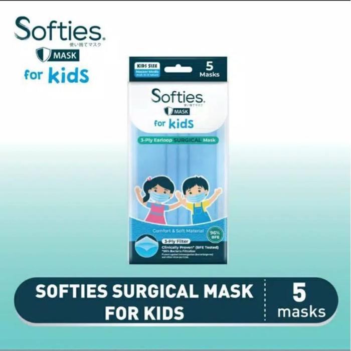 New Masker Softies Anak 1 Pack Isi 5 Pcs . Masker Earloop Softies Anak