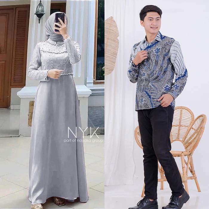 Fayola Batik - Gamis Couple Sarimbit Suami Istri Pasangan Muslim Baju