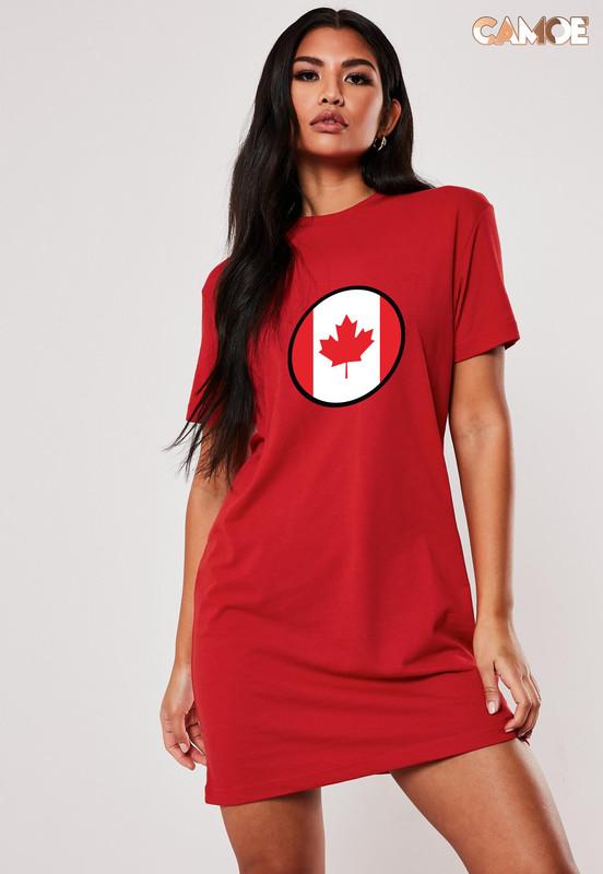 Baju Kaos Tshirt Dress CAMOE Canada Flag Bendera Kanada