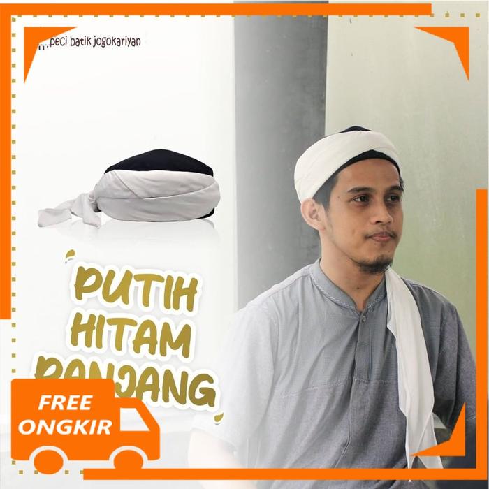 Peci Batik Jogokariyan Jogokaryan Motif Putih Hitam Panjang Kopiyah