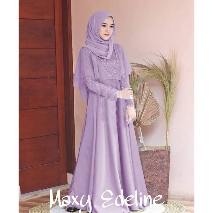 Gamis Elina/ Bahan Moscrepe kombinasi tile dan Mutiara Rubi / Gamis