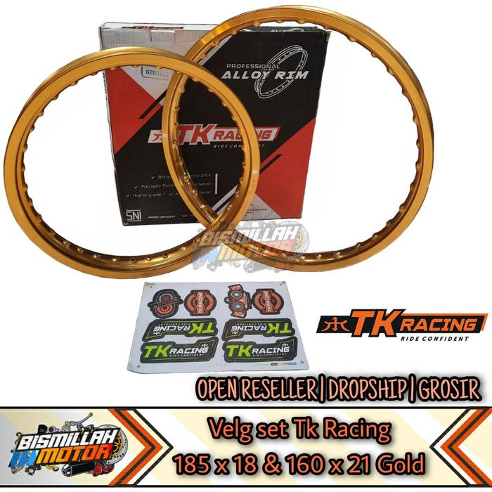 BS013 NEW VELG TK RACING SET DEPAN BELAKANG 185 RING 18 & 160 21 GOLD