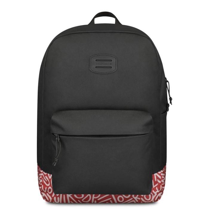EXSPORT DELANOIR LITE RED TYPO BACKPACK BLACK