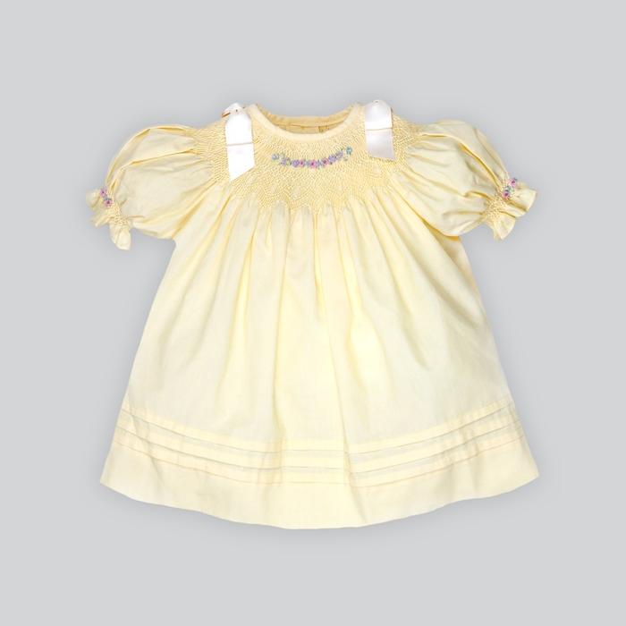 Dear GG - Belle Dress in Pastel Yellow - Hand Smocked Dress for Baby