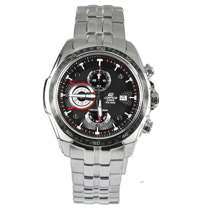 JAM TANGAN PRIA CASIO EDIFICE ORIGINAL CHRONOGRAPH ANALOG DIGITAL SILVER STAINLESS EF-565D-1A EDIFIC