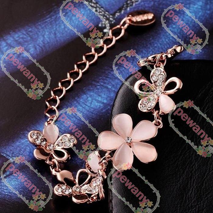1pc Gelang 18K Rose Desain Bunga