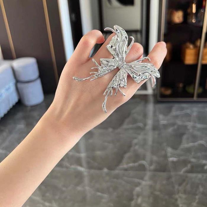 SH675 Jestine Cincin Model Terbuka Bahan Metal War Silver Untuk Wanita