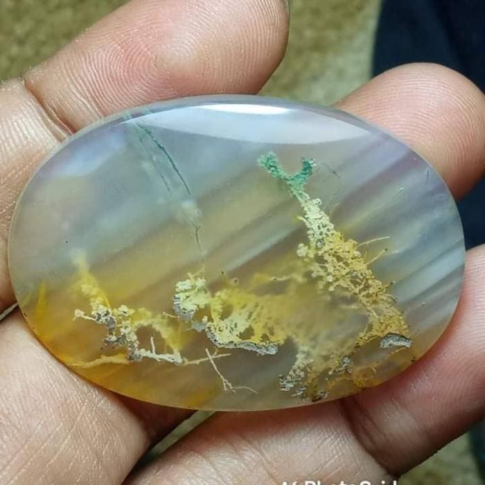 Natural Akik Batu Lumut Motif Gambar Pohon Tumbuhan Aquarium Antik 3