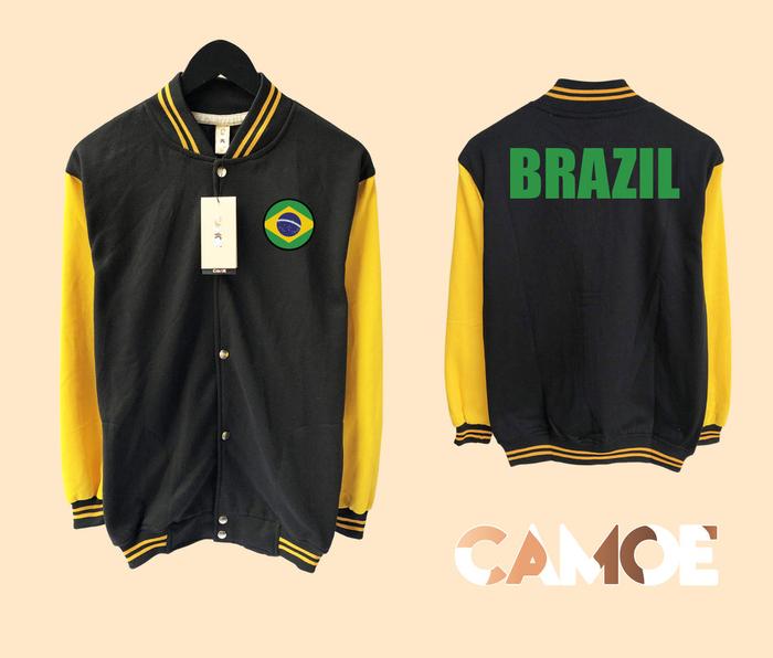 Jaket Varsity Premium CAMOE Brazil Flag Bendera Brasil