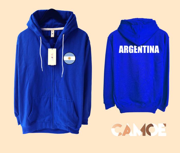 Jaket Hoodie Zipper CAMOE Argentina Flag Bendera Argentina