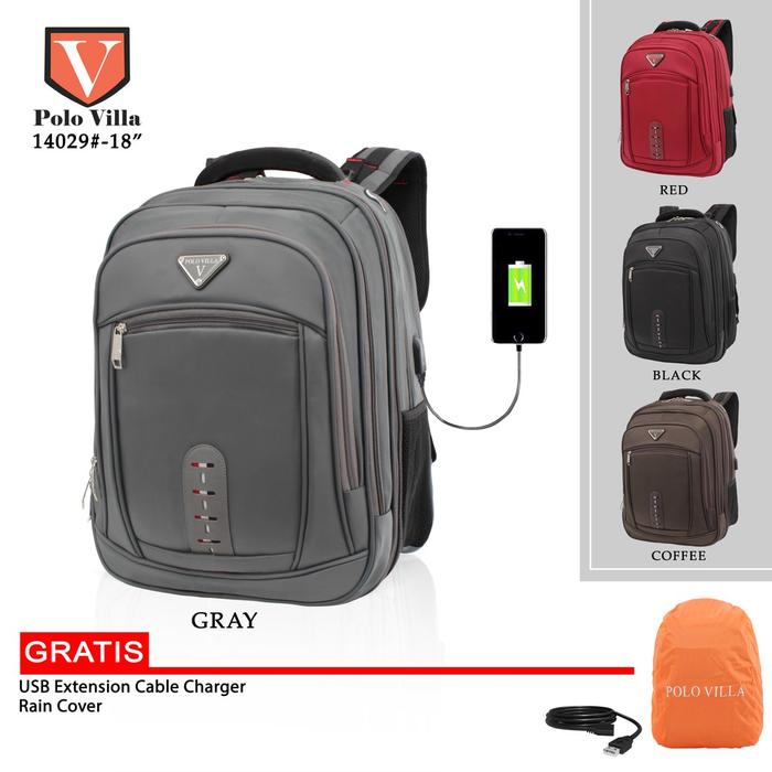 TSI POLO VILLA 14029 GRATIS RAIN COVER DAN KABEL USB TAS RANSEL LAPTOP