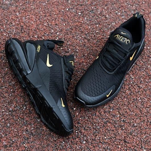 Sneakers Pria Nik* Air Max 270 Black Gold Import Made In Vietnam