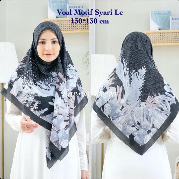 Kerudung Segiempat Jumbo Motif Adeeva LC Segi Empat Syar'i Deenay KW