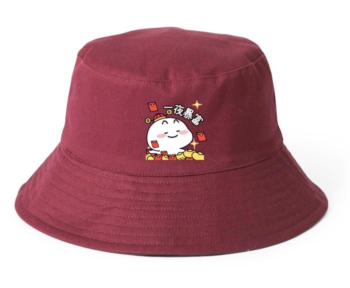 Topi Bucket Hat imlek Lucu si pentol Emas angpao