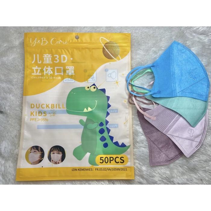 New Masker Duckbill Anak Y&B Care Polos Warna