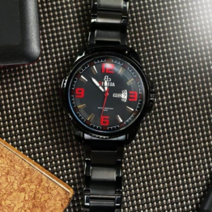 JAM TANGAN PRIA BELLEDA 9035 I-Variasi-SILVER LIST HITAM