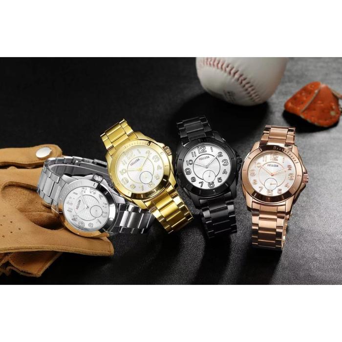 BELLEDA 9238 Jam Tangan Pria O-Variasi-GOLD PLAT PUTIH