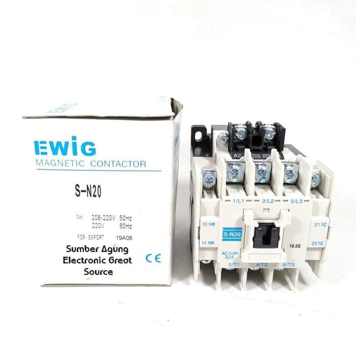 AW* Magnetic Contactor EWIG SN20 20A 20 Ampere 220V Kontaktor Asli